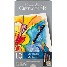 Cretacolor Aqua Stic Oil Based Watercolour Chalks 10 Assorted Colours Metal Case with Sharpener