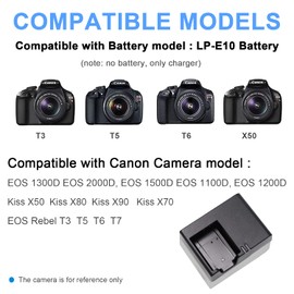 KWTOUL LP-E10 Battery Charger LC-E10C LC-E10 LC-E10E Charger Compatible with Canon EOS Rebel T7,T6,T5,T3,T100,EOS 4000D,3000D,2000D,1500D, 1300D,1200D,1100D,Kiss X50,X70,X80,X90