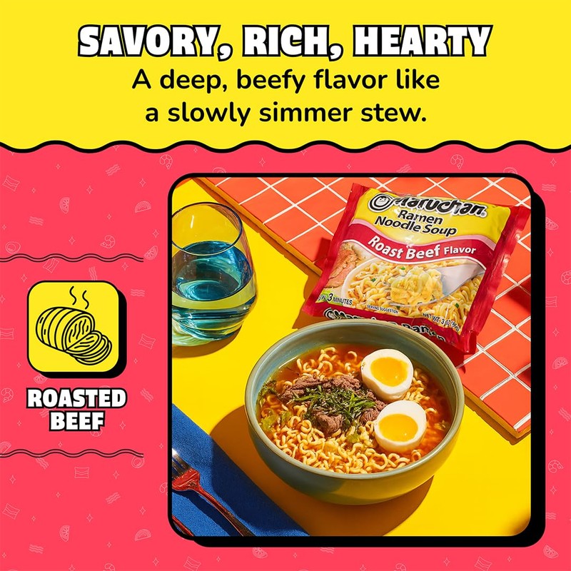 Maruchan Ramen Roast Beef, Instant Ramen Noodles, Ready to Eat