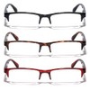 V.W.E. 3 Pairs Rectangular Half Rim Reading Glasses - Simple