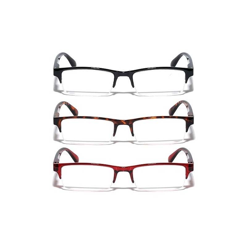 V.W.E. 3 Pairs Rectangular Half Rim Reading Glasses - Simple