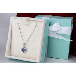 Necklaces 925 Sterling Silver Womens Jewelry Windmill Pendant Cubic Zirconia Box Chain Necklace - Blue