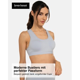 bruno banani Women's Bustier Match - Set of 3 - Preformed Cups & Elastic Waistband - Comfortable & Breathable, Denim Blue/Light Blue/Ice Blue, XL