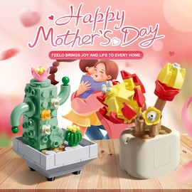 Feelo STEM Succulents Plants Building Set Mini Bricks Bonsai Model Christmas Brithday Gifts for Kids, Boys Girls Gift(2 Set)