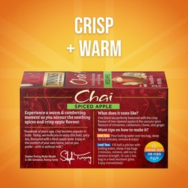 Twinings Spiced Apple Chai Black Tea Individually Wrapped Bags, 20 Count (Pack of 6), Sweet, Savoury Spices, Caffeinated, Enjoy Hot or Iced, 120 Teabags