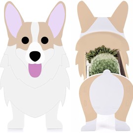 Bamboo's Grocery LoKii Corgi Dog Planter, Cute Dog Plant Pot, Animal Shape Plant Containers, for Outdoor Indoor and Garden Decoration Plants