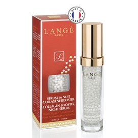 Lange Paris Collagen Booster Night Serum - Regenerating Anti-Aging Care - Hyaluronic Acid & Calliblepharis Jubata - Tired & Mature Skin - Light Texture - 30ml