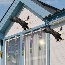 Flat Fake Hawk to Keep Pigeon Away, 2Pcs Plastic Hawk to Scare Pigeon Away from Porch Patio Balcony, Pigeon Scare Devices with Reflective Tape, Garden Hawk to Scare Woodpecker Squirrel for Outdoor