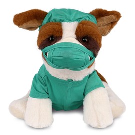 DolliBu St. Bernard Dog Doctor Plush Toy - Super Soft Dog Doctor Stuffed Animal Dress Up with Cute Uniform and Cap Outfit - Gift for Doctor, Nurse, Surgeon, Dentist - 8 Inch