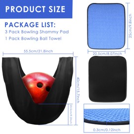 BROTOU Bowling Accessories Kit with 3Pcs Towels and 1pc Rolling Bag for Ball Cleaning, Includes Thumb Tape & Sanding Pads Options (Multicolor, 3 Bowling Towels &1 Seesaw Bag & 50 Thumb Tapes)