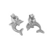 Sterling Silver Synthetic Blue Opal Dolphin Stud Earrings
