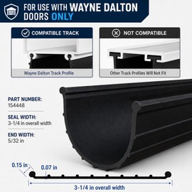 Garage Door Bottom Seal for Wayne Dalton 154448, 3-1/4" Wide, 9FT