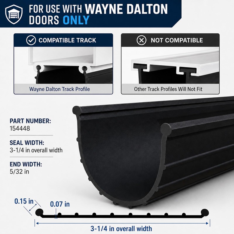 Garage Door Bottom Seal for Wayne Dalton 154448, 3-1/4" Wide,