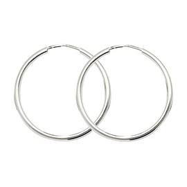 925 Sterling Silver Ladies Hoop Earrings - 13mm WJS14913MM13