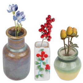 Tinoaly 3pcs Mini Ceramic Vase Magnets for Fridge, Cute Small Plant Magnetic Funny Tiny 3D Flowers Vases Decorations for Home Office Kitchen Refrigerator