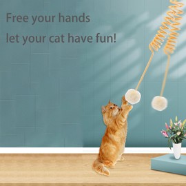 HGMZUOAI 2pcs Hanging Plush Cat Toy Ball,Self-Play Hanging Stretchable Cat Spring with Bell,Hanging Cat Toy,Interactive Cat Toys for Indoor Cats Play Chase Exercise (Blue & Yellow)