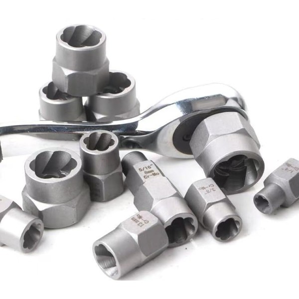 Extractor Socket Sets14pcs, Inside Square Female, Outside Hex to Drive