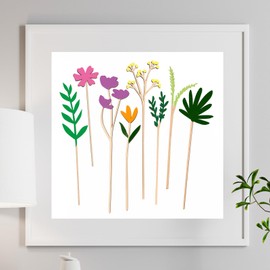 Gartely Wood Birth Flower Wooden Wildflowers Stems Bouquet - 8 Laser Cut Flowers for Memorial Home Decor, Mom's Birthday Gift, Grandma Gift - Paintable Floral Arrangements