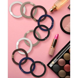 Kisvic Haargummis Mädchen, 10 Stück Haargummis Mehrfarbigen, Mode Elastische Haarbänder Zopfgummis Damen, Haargummi Armband für Dickes und Lockiges Haar (Natürlich)