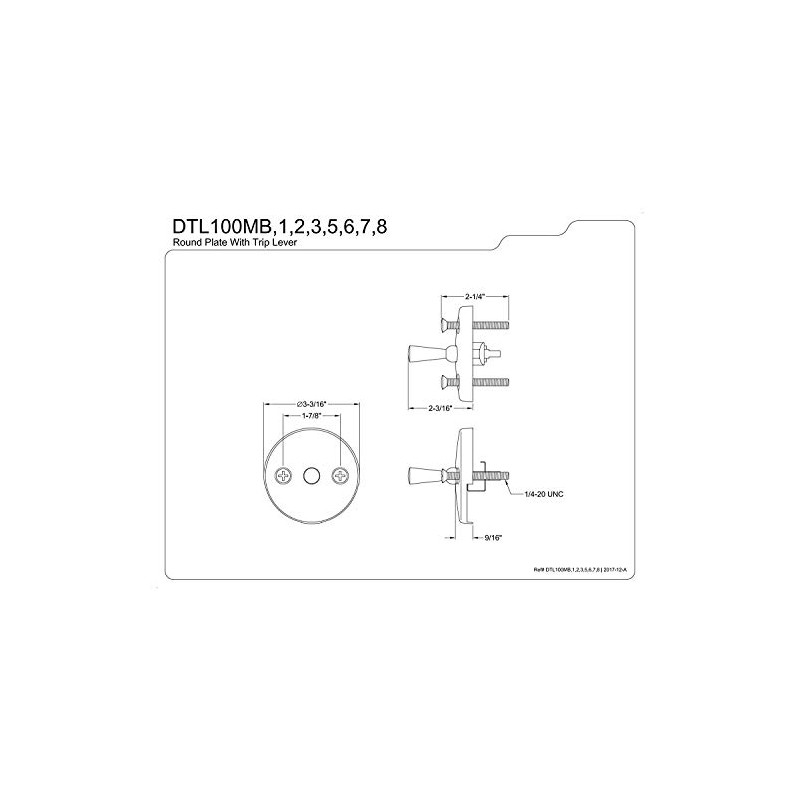 Kingston Brass DTL108 Overflow Plate for Trip Lever Drain, Brushed