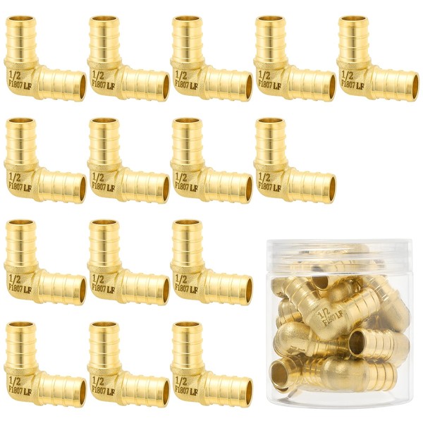 Znkiok 15 Pack 1/2 inch Pex 90 Degree Elbow Fittings,