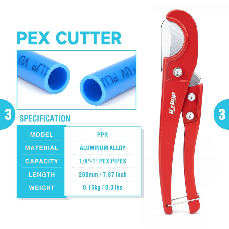 iCrimp Ratcheting PEX Expansion Tool Kit Auto Rotation PEX-a Tubing