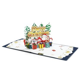 CUTPOPUP Merry Christmas Card Pop Up, 15x15cm, 3D Xmas, New Year, Holiday Greeting Card (Merry Christmas Santa)