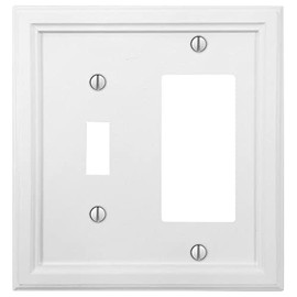 AMERELLE Elly 2 Gang 1-Toggle and 1-Rocker Composite Wall Plate, White, 4052TRW