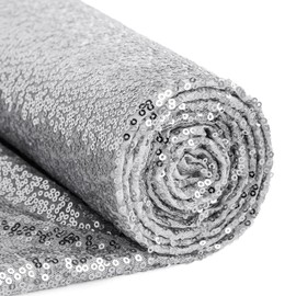 INVGEEXI Silver Sequin Fabric by The Yard, 6 Feet 2 Yard Sparkly Glitter Sequins Material for Wedding/Bridesmaid Dresses, Party Costumes, Tablecloths, DIY Sewing Projects