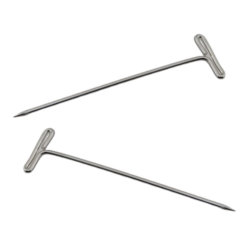 GZWZH 200PCS 2 Inch T Shaped Needle Electroplated Silver Blocking