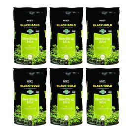SunGro Black Gold Seedling Germination Mix for Seeds, Cutting, Vegetables, and Herbs, 16 Quart Bag (6 Pack)