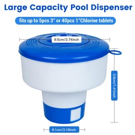 Pool Chlorine Floater for Pools Fits 3" Tablets,7" Diameter Chlorine Tablet Floater with Adjustable Flow Vents Balanced Chemical Dispenser for hot tub/Spa（Collapsible）