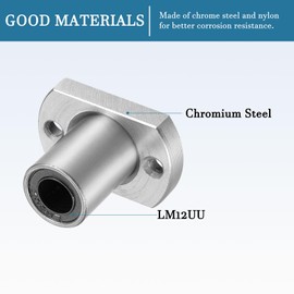 QUARKZMAN LMH8UU Linear Ball Bearings x 2 Pieces Chrome Steel Two Side Cut Flange for 3D Printer and CNC [8 mm Bore Diameter 15 mm AD 24 mm Length]
