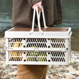 Camping Box | Foldable Picnic Basket,Utility Crates with Handles and Lid Stackable Basket for Car Home Camping Fishing Outdoor