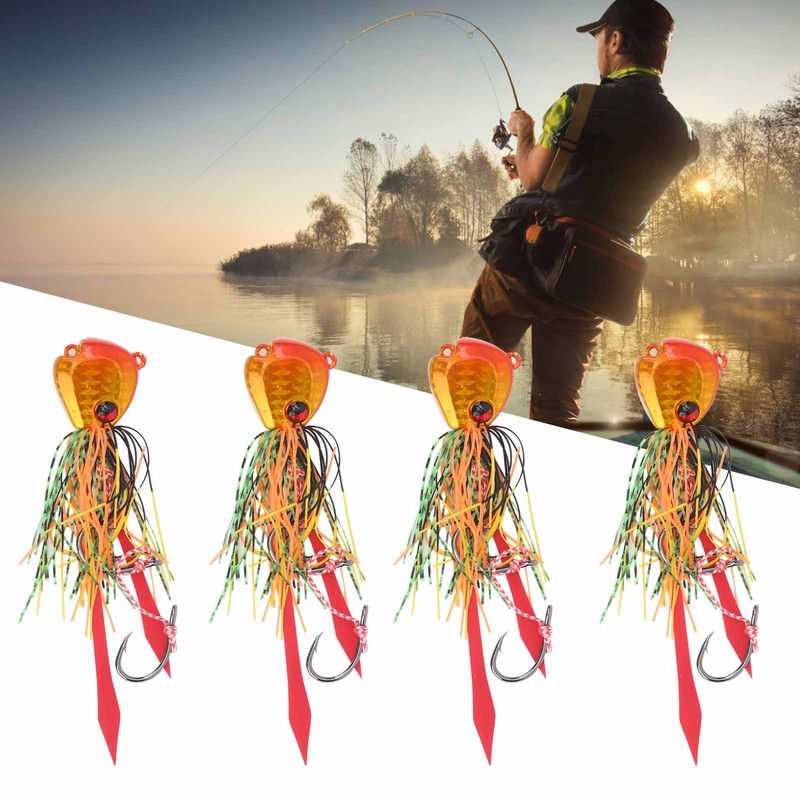 4Pcs 65g Fishing Artificial Baits Silicone Skirts Lures with Hook