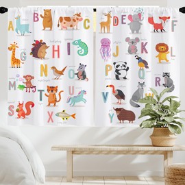 Opeoddie ABC Classroom Curtains Kids Bedroom Print Curtains 42x63 Inch Cute Colorful Alphabet Learning Boy Girl Playroom Nursery Children Toddler Small Short Curtains 2 Panels Window Treatment Drapes