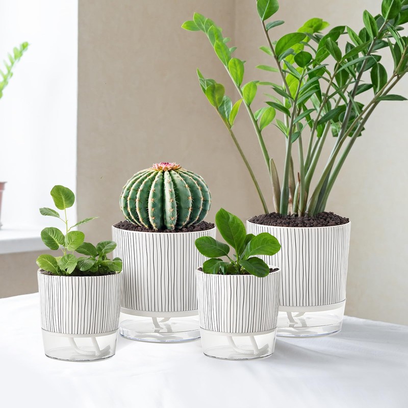 Samhe 4 Pack Self Watering Pots Set, 4+5.5 Inch Self
