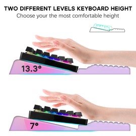 JIKIOU Keyboard Stand with Wrist Rest, Computer Keyboard Stand Pad with Non-Slip Base, Comfy Ergonomic Keyboard Riser Holder for Gaming Office Home 17.13x9.5 in Rainbow