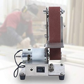 Mini Electric Belt Sander, DIY Abrasive Polishing Grinding Sanding Machine Bench Edge Sharpener Vertical Belt Sander for Metal Wood Working (775 Motor)