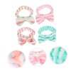 WOONEKY 4Pcs Coral Fleece Bowknot Makeup Headband Set Elastic Facial