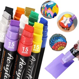 10 Graffiti Jumbo Acrylic Markers,15mm Jumbo Felt Tip Poster Paint Pens Acrylic painting Pen for Whiteboard Window Paint Glass Plastic Wood Rock and Metal Graffiti