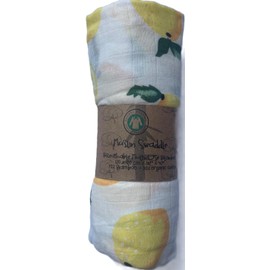 Muslin Swaddle Breathable Multi-Use Blanket, 120 x 120 cm, 47" x 47", 70% Bamboo + 30% Organic Cotton, for Baby Infant Newborn Boys Girls Swaddling Receiving Blanket Wraps. (Yellow, Lemon)