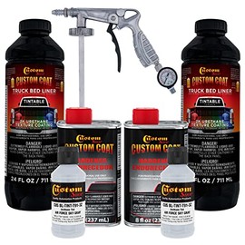Custom Coat Federal Standard Color # 36473 Air Force Gray T91 Urethane Spray-On Truck Bed Liner, 2 Quart Kit with Spray Gun and Regulator - Durable Textured Protective Coating - Easy Mix Car Auto