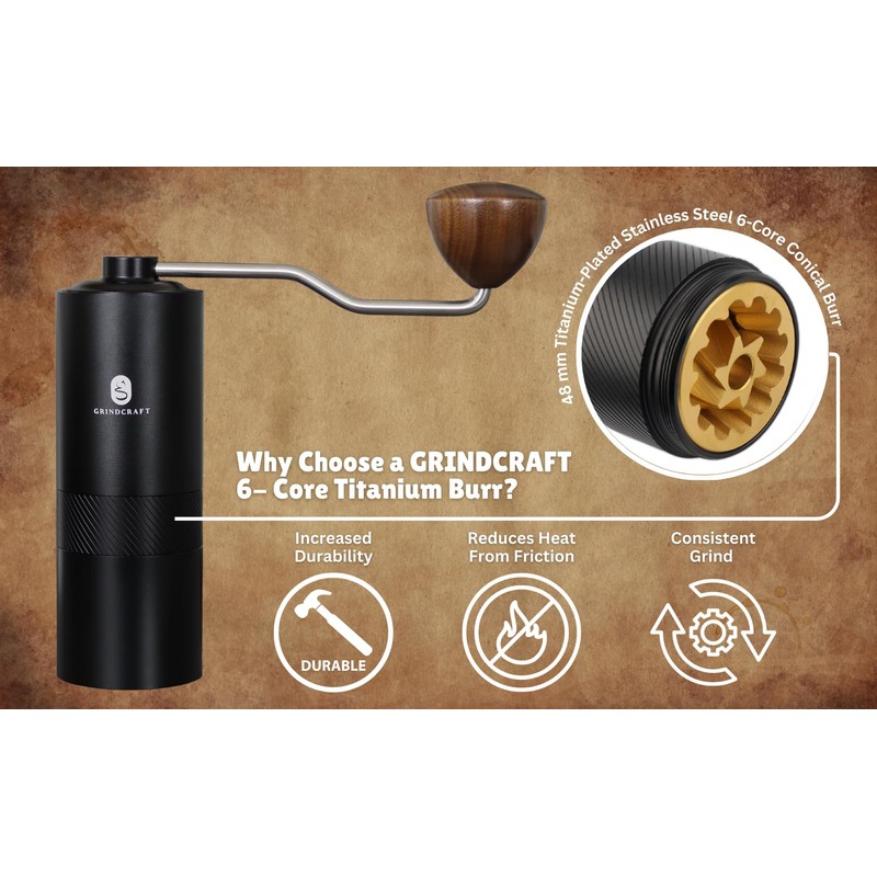 Premium Manual Coffee Grinder with Titanium-Plated Stainless Steel Burr Grinder