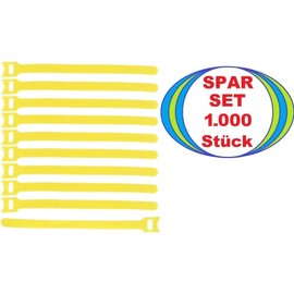 1000 x Velcro Cable Ties 200 x 25 mm Yellow Velcro Cable Ties Reusable (1000, 200 x 25 mm Yellow)