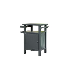 CHARMMA Grill Carts Outdoor with Storage and Wheels, Whole Metal Portable Table and Storage Cabinet for BBQ,Deck,Patio,Backyard(Dark Grey)