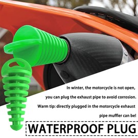 JNNJ Pack of 2 Silencer Exhaust Washplugs, Motorcycle Silencer Exhaust Washer Plugs, Waterproof Rubber Plugs, Exhaust Pipes Plugs for Motorcycle (Green)