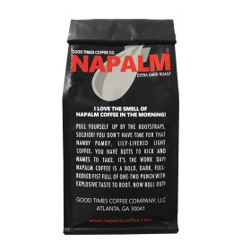 Napalm Coffee, EXTRA DARK ROAST, Ground Bagged Coffee 100% Arabica, 12 Ounce Bag - Whole Bean