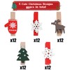 CCINEE 60pcs Christmas Wooden Clip,Snowfalke Reindeer Clothespins Craft Photo Hanging