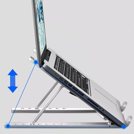 Laptop Stand, Adjustable Height Portable Universal Laptop Stand, Folding PC Stand, Durable, Sturdy, Laptop Riser Compatible with All Laptops up to 17.3 Inches (Black)